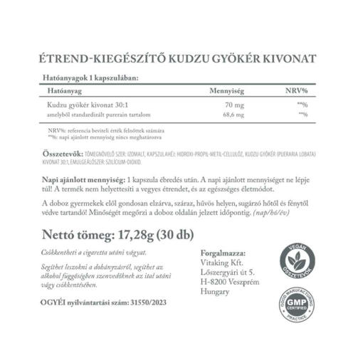 Vitaking - Kudzuextrakt, 70 mg - 2000 mg Kudzurot (30 kapslar) - Bild 2