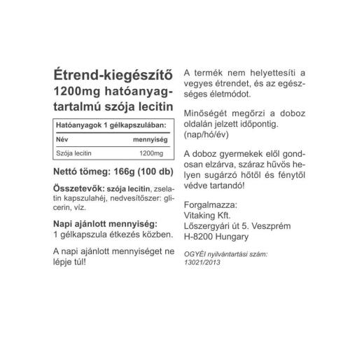 Vitaking - Ultra Soy Lecithin, 1200 mg, 100 mjukkapslar - Bild 2