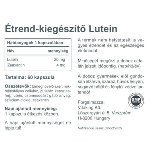 Vitaking - Lutein 20 mg + Zeaxantin 4 mg, 60 kapslar - Bild 2
