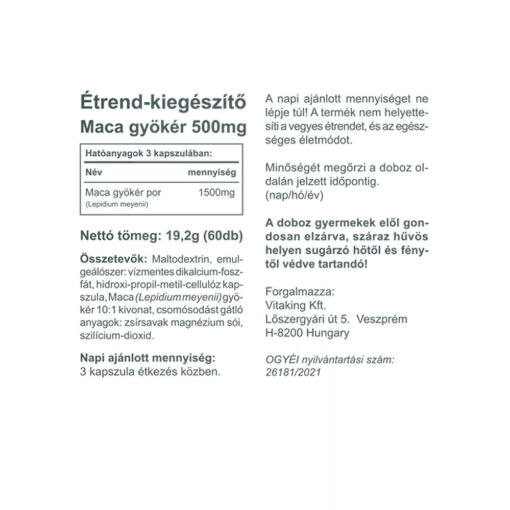 Vitaking - Maca 500 mg, 60 kapslar - Bild 2