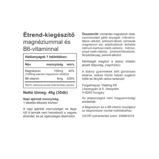 Vitaking - Magnesiumcitrat + B6, 30 tabletter - Bild 2