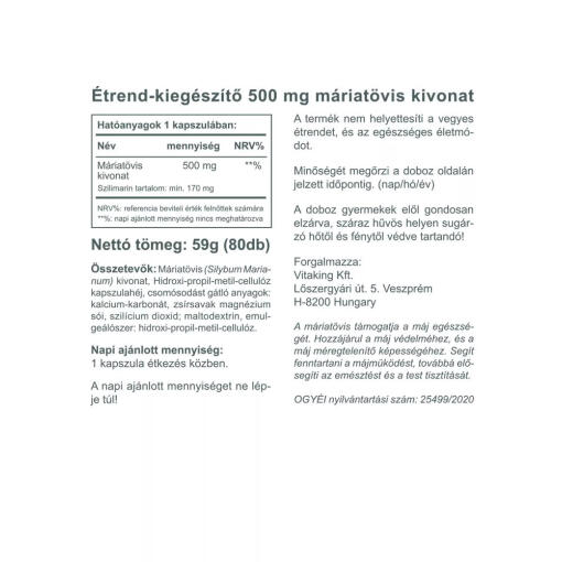 Vitaking - Mjölktistelextrakt, 500 mg (80 Kapslar) - Bild 2