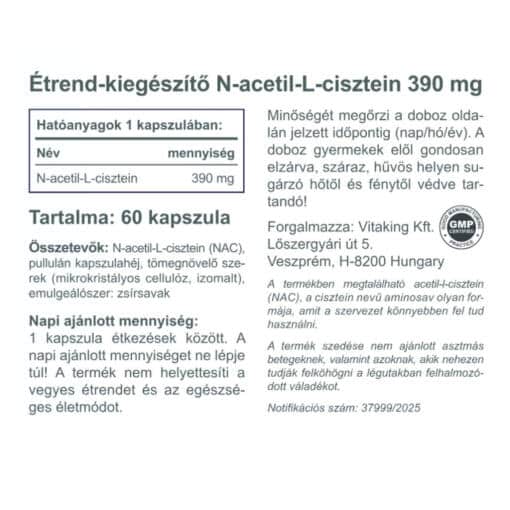 Vitaking - NAC-390, 390 mg, 60 kapslar - Bild 2