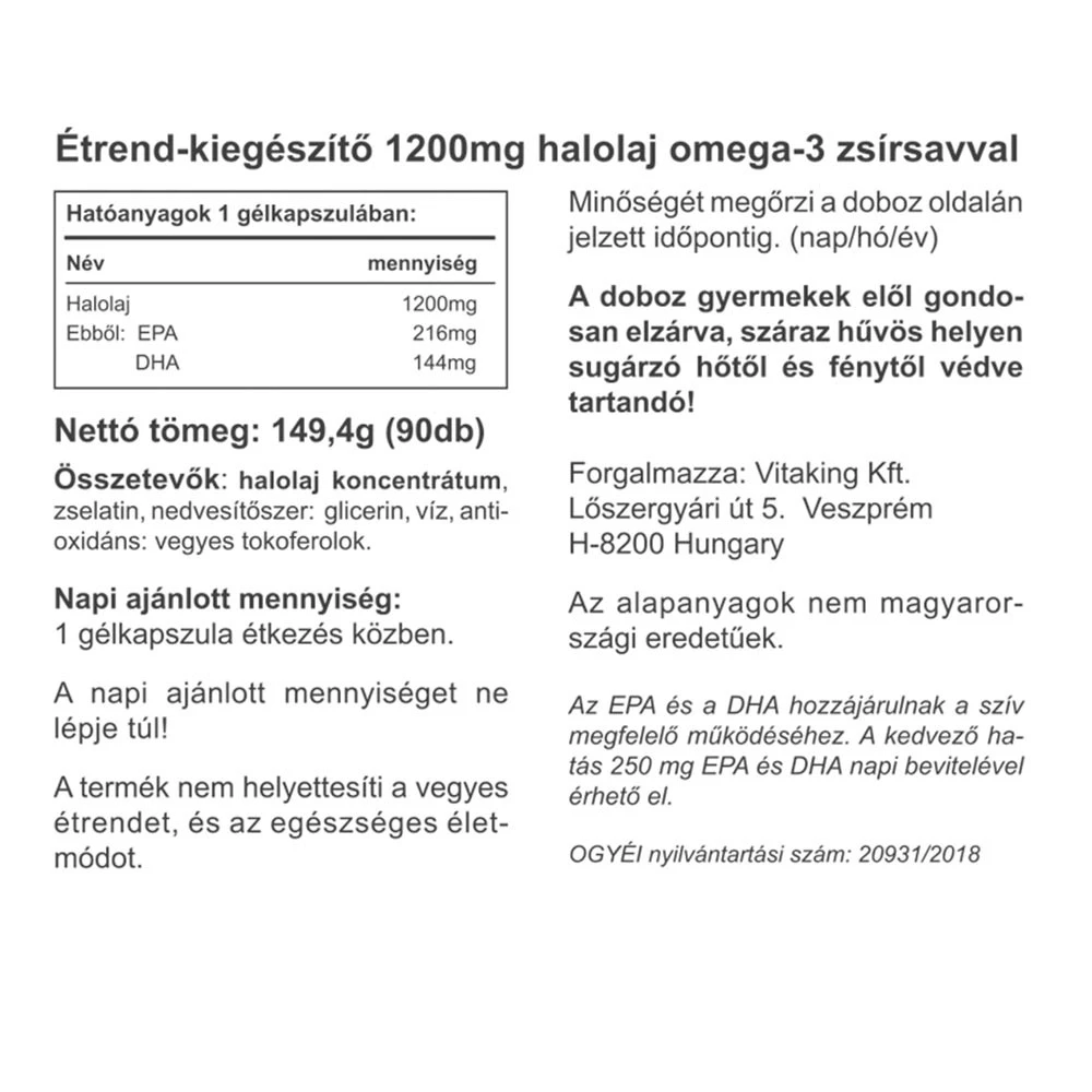 Vitaking - Omega-3, 1200 mg, 160 gelkapslar - Bild 2