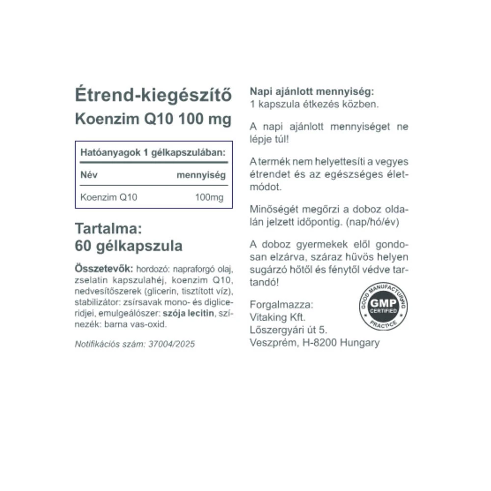 Vitaking - Q-10 Coenzym, 100 mg, 60 mjukkapslar - Bild 2