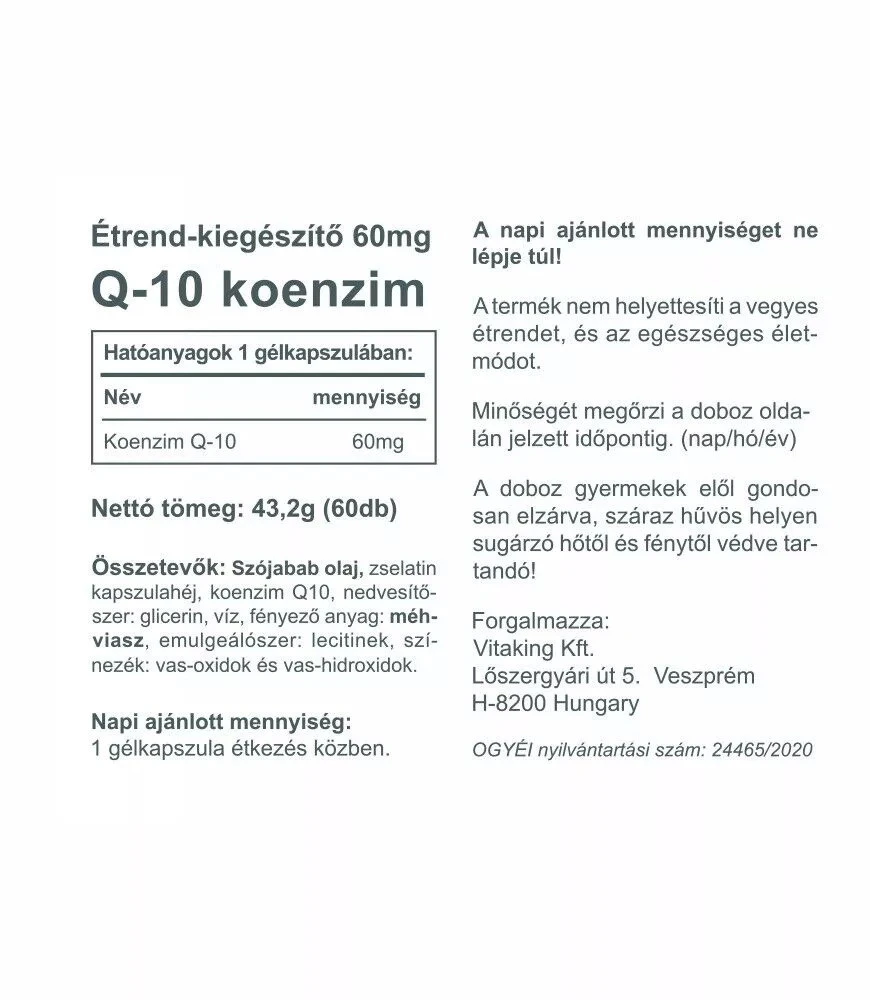 Vitaking - Q-10 Coenzym, 60 mg (60 Mjukkapslar) - Bild 2