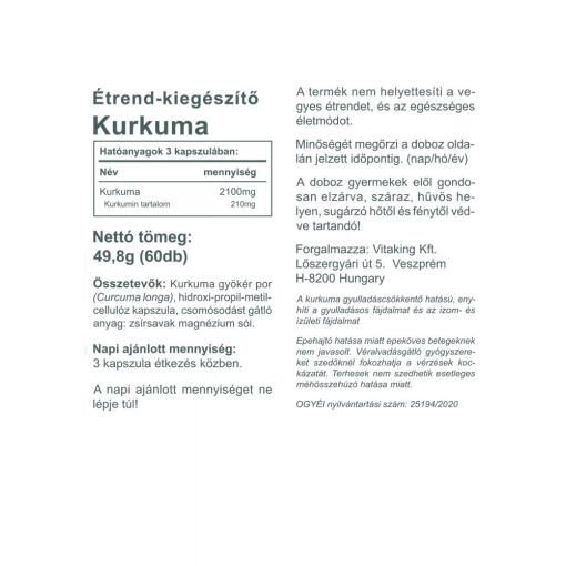 Vitaking - Gurkmeja 700 mg, 60 kapslar - Bild 2