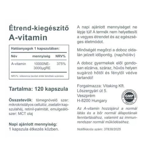Vitaking - Vitamin A 10 000 IU, 120 kapslar - Bild 2