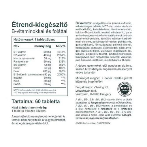 Vitaking - Vitamin B-50 Komplex, 60 tabletter - Bild 2