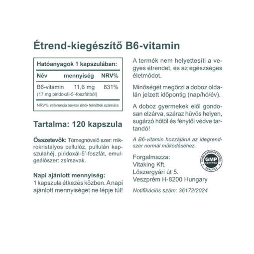 Vitaking - Vitamin B6 P5P, 120 kapslar - Bild 2