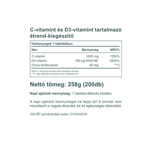 Vitaking - Vitamin C-1000 + D-4000, 200 tabletter - Bild 2