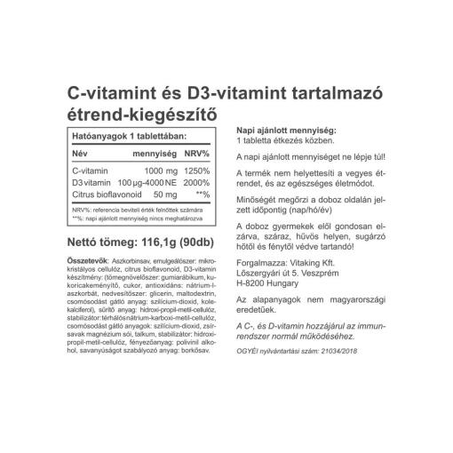 Vitaking - Vitamin C-1000 + D-4000, 90 tabletter - Bild 2