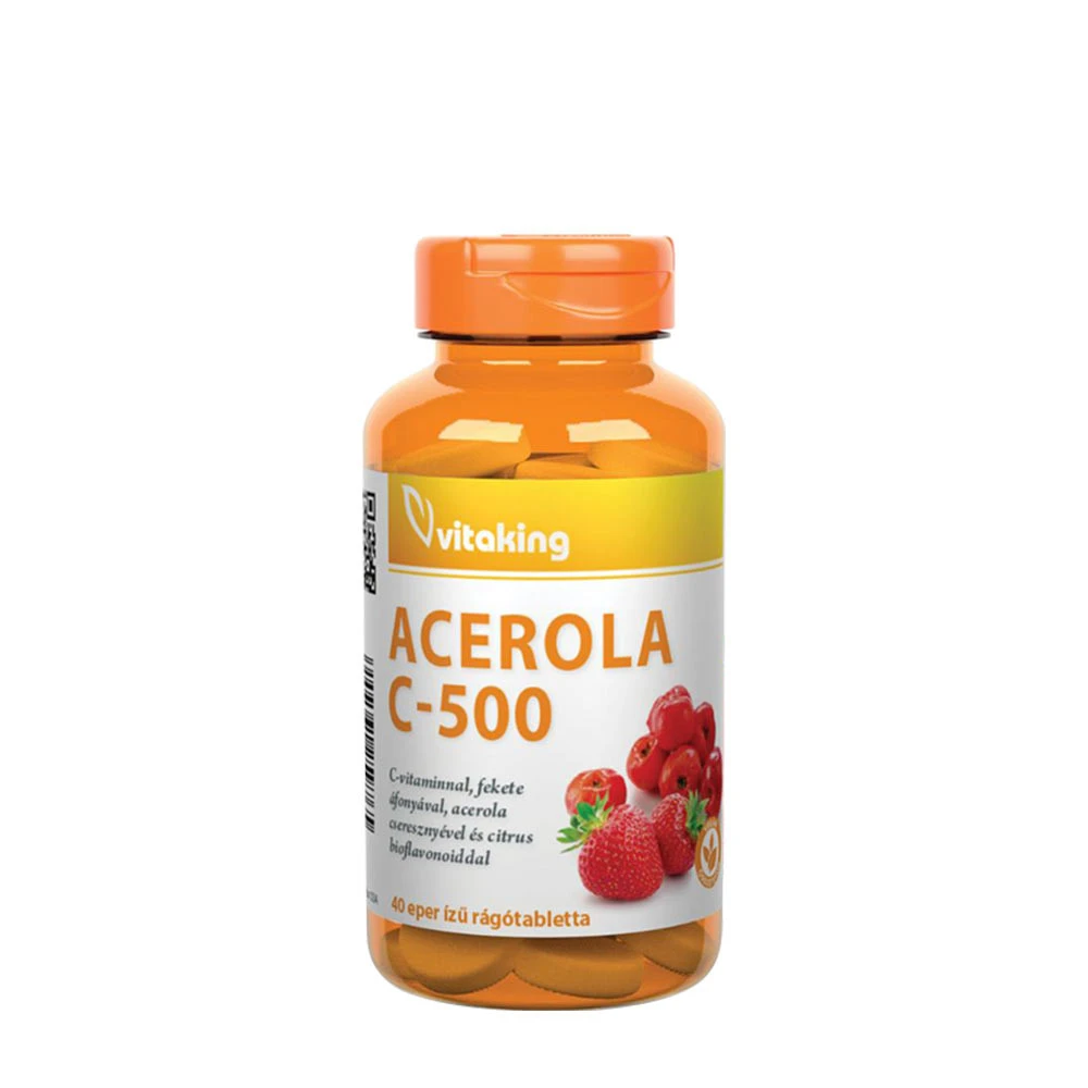 Vitaking - Vitamin C-500 Acerola Hallon, 40 tuggtabletter, jordgubbssmak | Vitaminer och MineralerHälsokostVitamin C | Apoteka