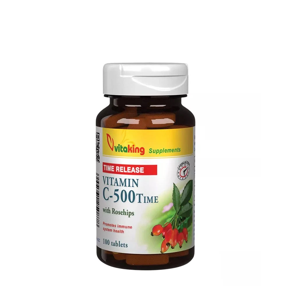 Vitaking - Vitamin C-500 med Nypon, Tidsfrisättning, 100 Tabletter | HälsokostVitamin C | Apoteka