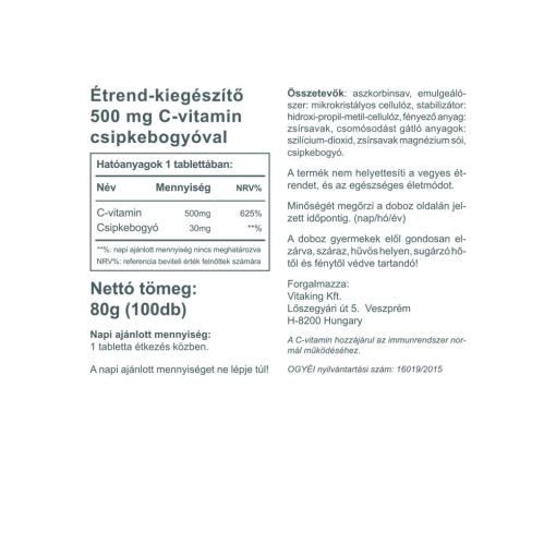 Vitaking - Vitamin C-500 med Nypon, 100 Tabletter - Bild 2