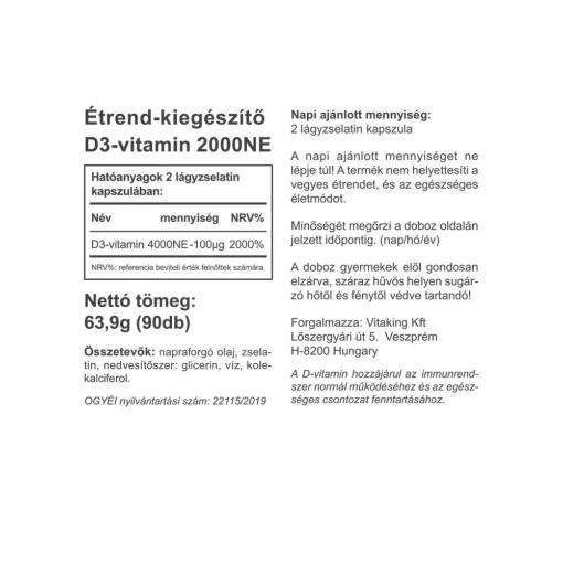 Vitaking - Vitamin D-2000, 90 mjukkapslar - Bild 2