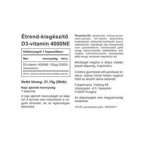 Vitaking - Vitamin D-4000, 90 kapslar - Bild 2