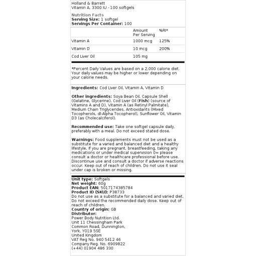 3300 IU - 100 softgels