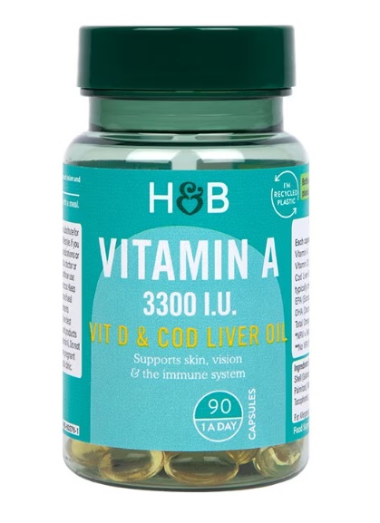 Holland &amp; Barrett - Vitamin A, 3300 IU, 90 kapslar | Vitaminer och MineralerHälsa och välbefinnandeVissa vitaminerHälsokostA-vitamin | Apoteka