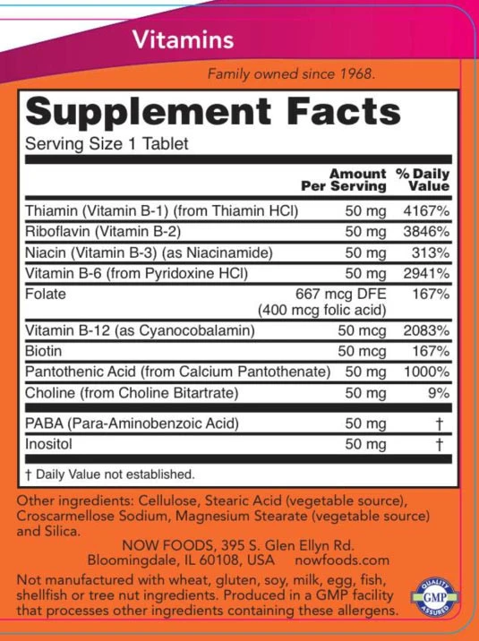 NOW - Vitamin B-50, 250 tabletter - Bild 2