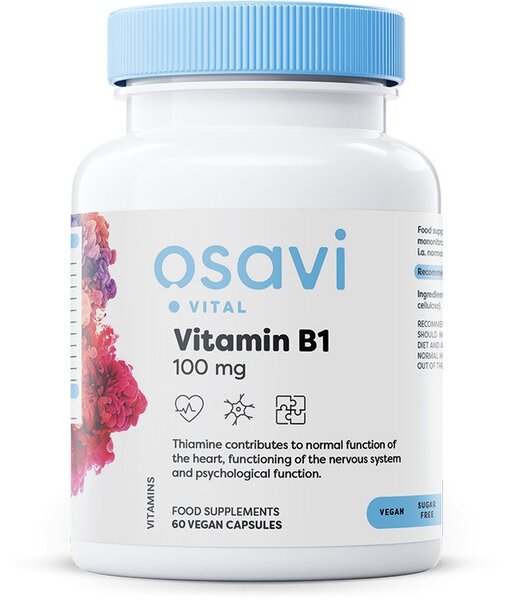 Osavi - Vitamin B1, 100 mg, 60 vegankapslar | Vitaminer och MineralerVeganska produkterHälsa och välbefinnandeVissa vitaminerB-vitaminHälsokost | Apoteka