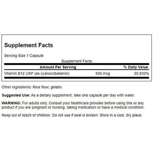 Swanson - Vitamin B12, 500 mcg, 100 kapslar - Bild 3