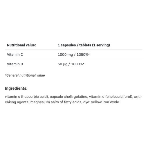 Allnutrition - Vitamin C 1000 + D3, 30 kapslar - Bild 2
