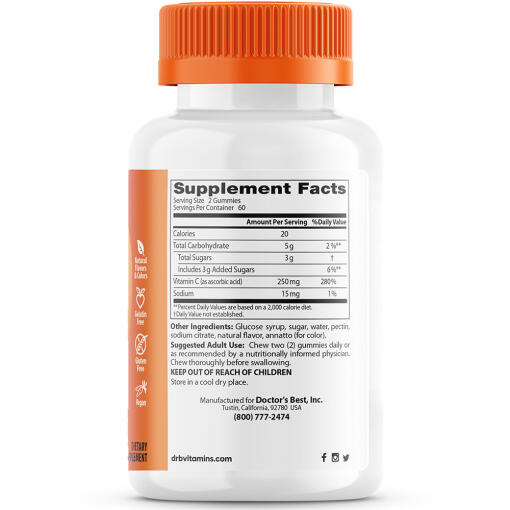 Doctor's Best - Vitamin C 250 mg, Orange Bliss, 120 tuggummin - Bild 3