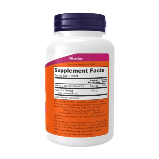 NOW - Vitamin C-500 med Nypon, 250 tabletter - Bild 2