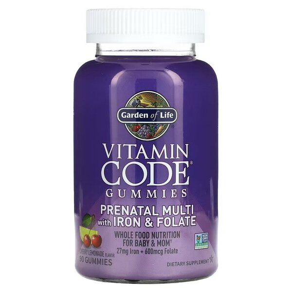 Garden of Life - Vitamin Code Graviditetsmultivitamin med Järn &amp; Folsyra, Körsbärscitronad - 90 tuggummin | Vitaminer och MineralerHälsa och välbefinnandeMultivitaminerKosttillskott för kvinnorHälsokostFolatFolsyraBiohacking | Apoteka