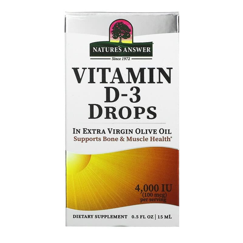 Natures Answer - Vitamin D-3 Droppar, 4000 IU, 15 ml | Vitaminer och MineralerHälsa och välbefinnandeVissa vitaminerD-vitaminHälsokost | Apoteka