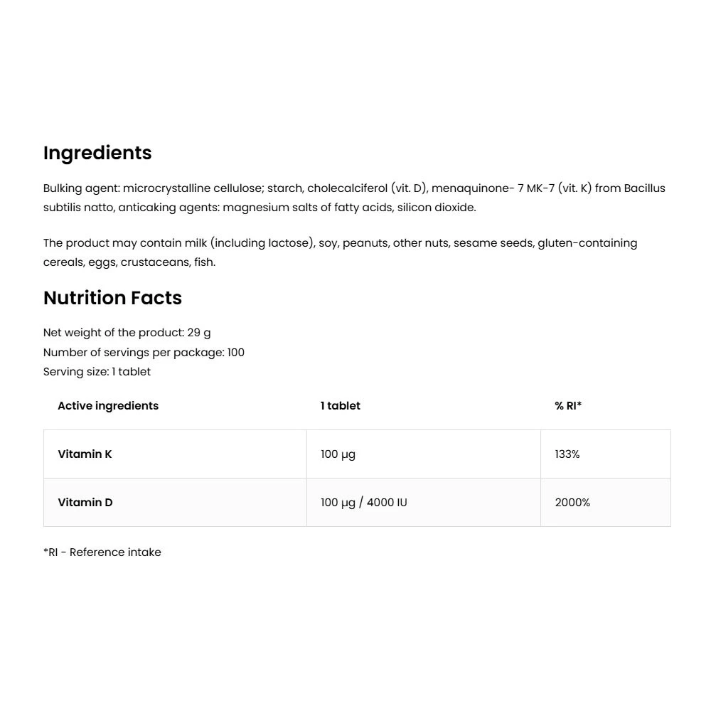 OstroVit - Vitamin D3 4000 + K2, 100 tabletter - Bild 2