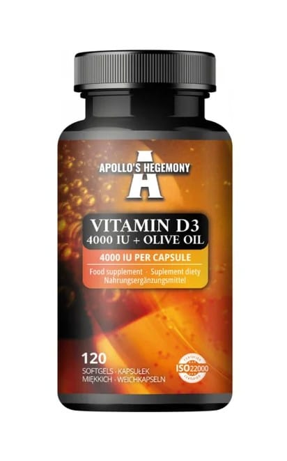 Apollos Hegemony - Vitamin D3 4000 IE + Olivolja, 120 mjukkapslar | D-vitaminOmega och fiskoljaHälsokost | Apoteka