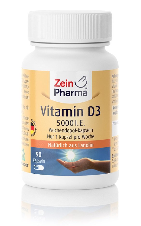 Zein Pharma - Vitamin D3, 5000 IE, 90 kapslar | Vitaminer och MineralerHälsa och välbefinnandeD-vitaminHälsokost | Apoteka
