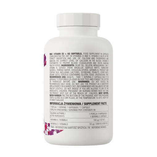 OstroVit - Vitamin D3 + K2, 90 mjukkapslar - Bild 2