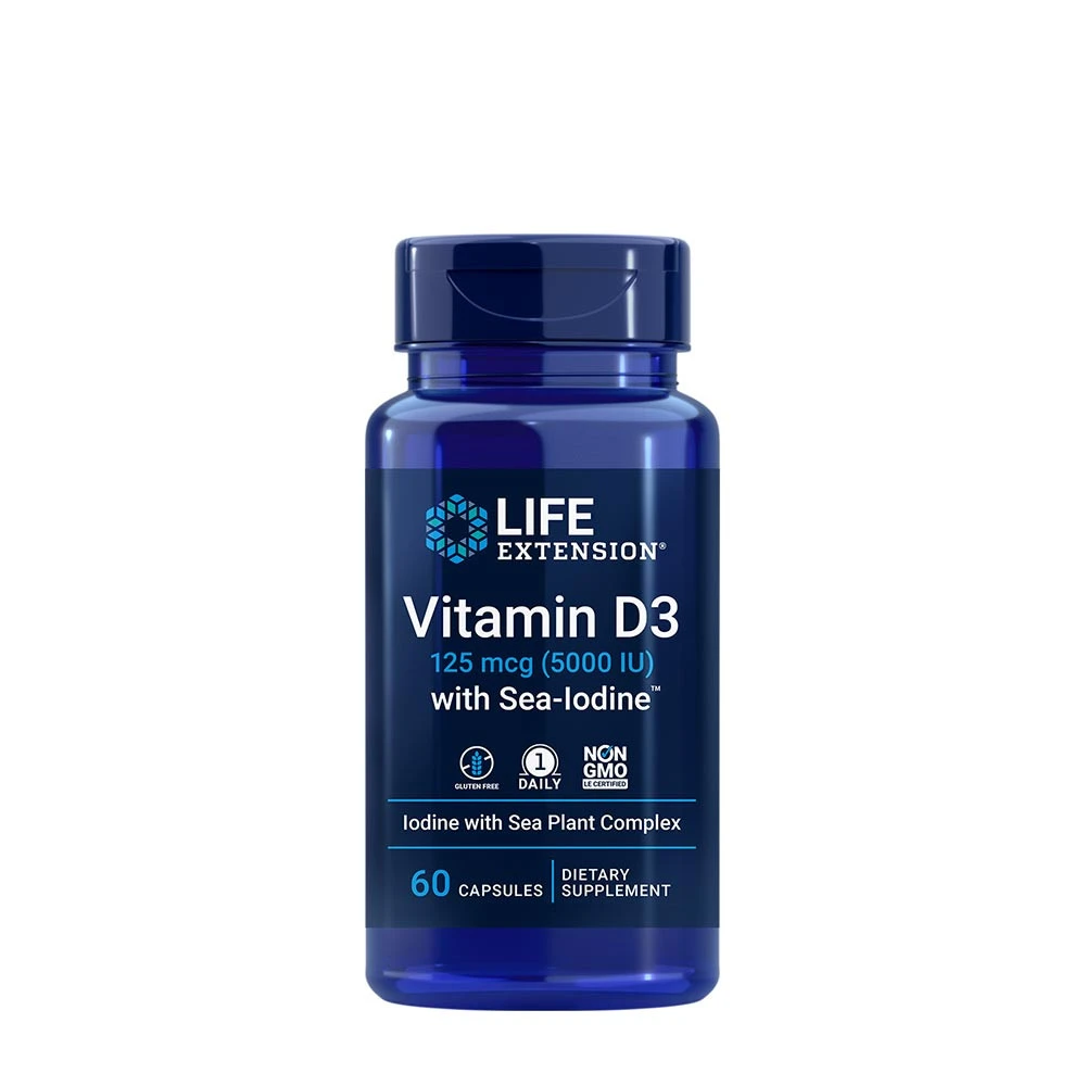 Life Extension - Vitamin D3 med Havsjod, 5000 IE - 60 kapslar | Vitaminer och MineralerVissa vitaminerD-vitaminHälsokostJodD3 | Apoteka