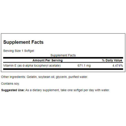 Swanson - Vitamin E, 1000 IE, 100 mjukkapslar - Bild 3