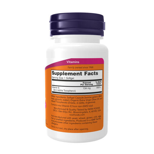NOW - Vitamin E-200 med blandade tokoferoler, 200 IU - Bild 2