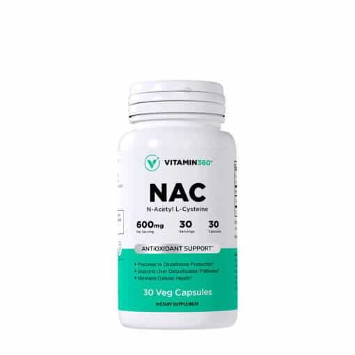 Vitamin360 NAC 600 mg - N-Acetyl L-Cysteine (30 Veg Capsules)