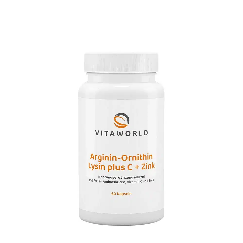 Vitaworld - Arginin-Ornitin-Lysin + C + Zink, 60 kapslar | Vitaminer och MineralerZinkHälsa och välbefinnandeKosttillskott för kvinnorIndividuella aminosyrorHälsokostKollagenL-lysin | Apoteka