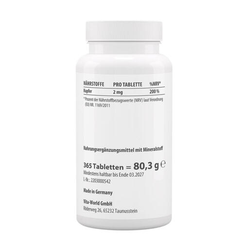 Vitaworld - Koppar 2 mg, 365 tabletter - Bild 2