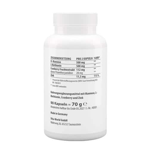 Vitaworld - Tranbär + D-Mannos, 90 Kapslar - Bild 2