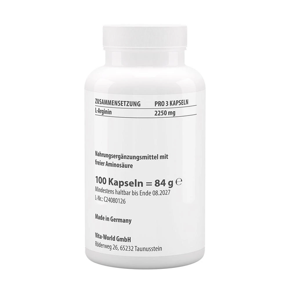 Vitaworld - L-arginin, 750 mg, 100 kapslar - Bild 2