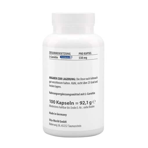 Vitaworld - L-karnitin, 500 mg, 100 kapslar - Bild 2