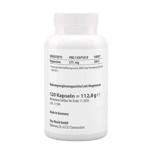 Vitaworld - Magnesiumcitrat, 125 mg, 120 kapslar - Bild 2
