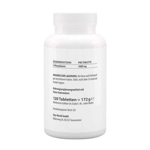 Vitaworld - Fenylalanin, 1000 mg, 120 tabletter - Bild 2