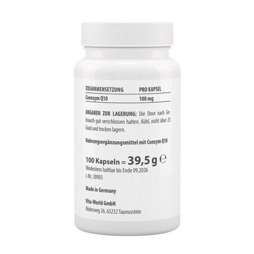 Vitaworld - Q10 100 mg Ubichinon, 100 kapslar - Bild 2