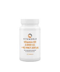 Vitaworld Vitamin D3 2000 IU + K2 MK7 200 mcg (120 Tablets)