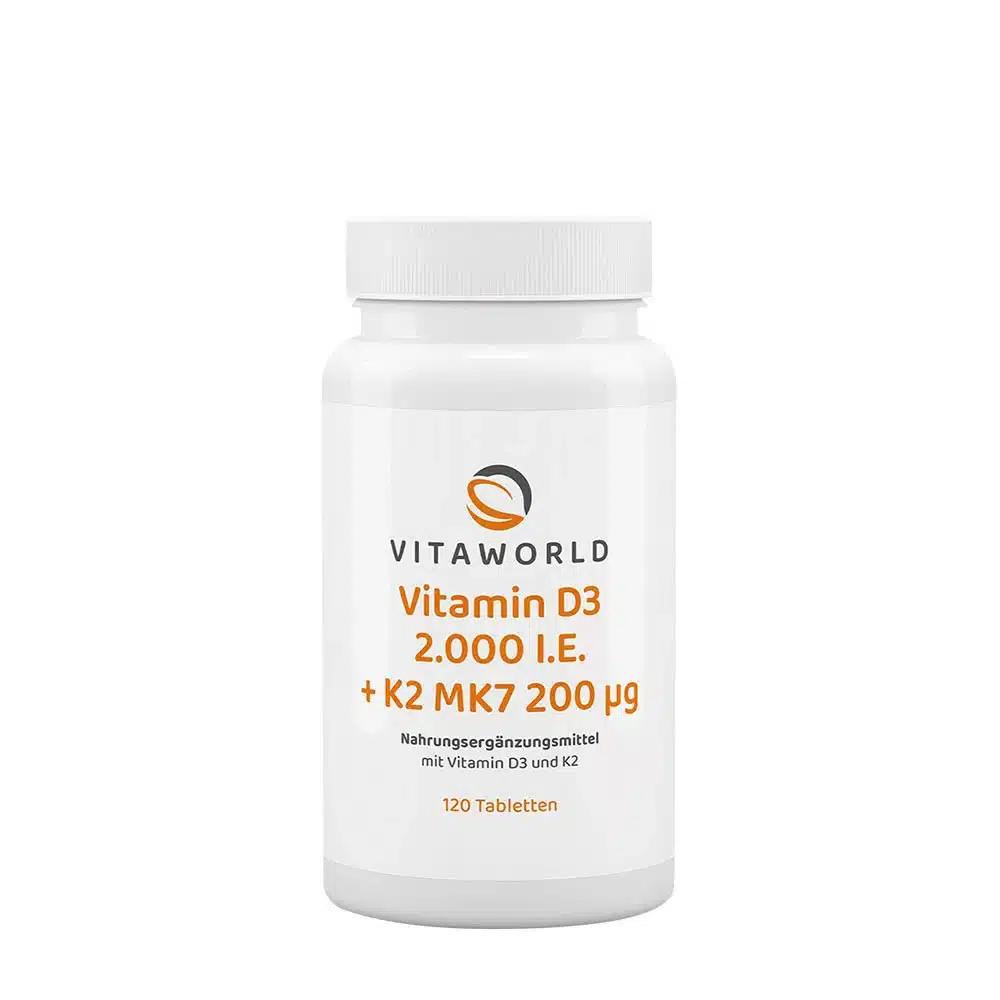Vitaworld - Vitamin D3 2000 IE + K2 MK7 200 mcg, 120 tabletter | Vitaminer och MineralerD-vitaminK-vitaminHälsokost | Apoteka