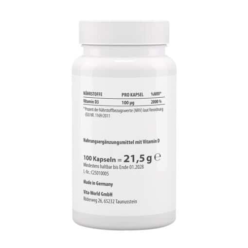 Vitaworld - Vitamin D3 4000 IE, 100 kapslar - Bild 2